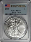 2018 PCGS MS70 FIRST STRIKE AMERICAN SILVER EAGLE - WG3
