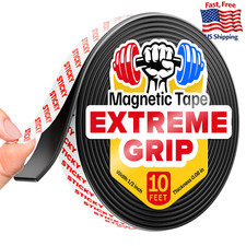 Magnetic Tape Strip 10ft x 1/2in - Strong 3M Adhesive Magnet Roll