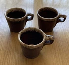 Hull Pottery Oven Proof USA Brown Drip Coffee/ Tea Mugs Cups 10 oz. Lot of 3