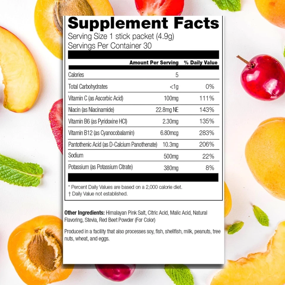 Paquete de 30 polvos electrolitos hidratados 310 hidratados sin azúcar en emocionante fl... Foto 4 de 4