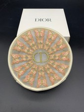 Dior Makeup Bag Round Embroidered Butterfly White Pink Gold Mesh Zipper 6x6x2in
