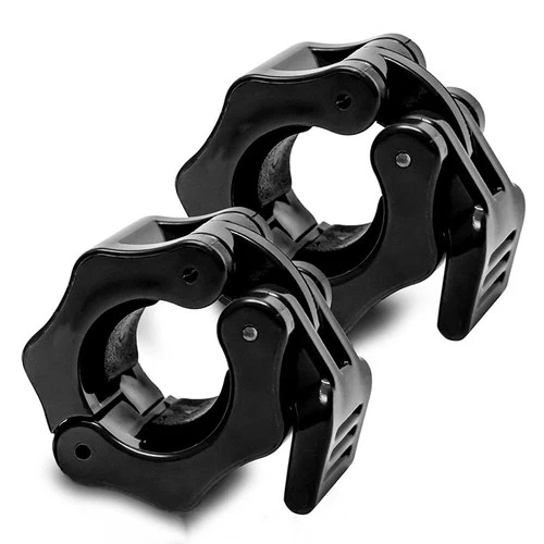 Black Spinlock Collars – Pair of Barbell/Dumbbell Clips 25mm (1") standard bars