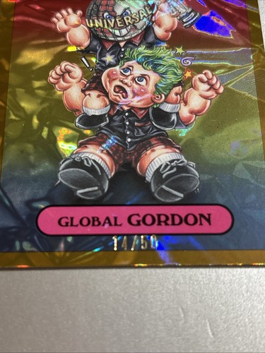 2024 Topps Garbage Pail Kids Green Day 41a Global Gordon 14/50 Gold Crumpled GPK - Picture 2 of 4