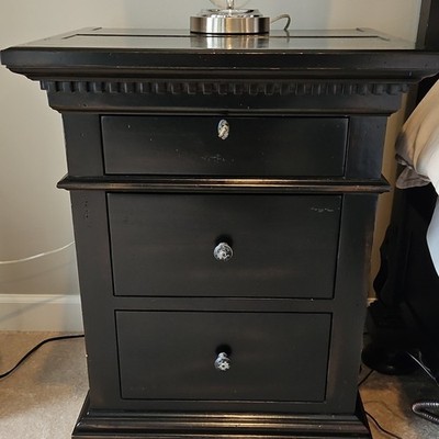 Restoration Hardware St James Closed Nightstand Antiqued Black 