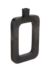 Black Aluminum Contemporary Vase, 18 x 11 x 2 Inches