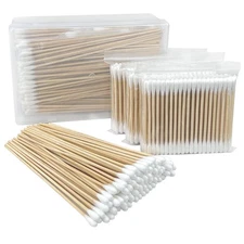 Bamboo Cotton Swabs Set - 400 ct with 300 Double-Tipped 3-Inch and 100 Long 6...
