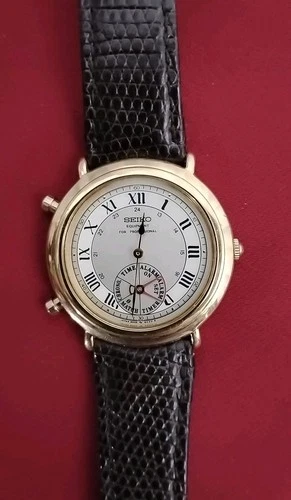 Rare Seiko Chronograph Alarm Quartz 8M25-6020 R Roman Index Men's Watch Vintage