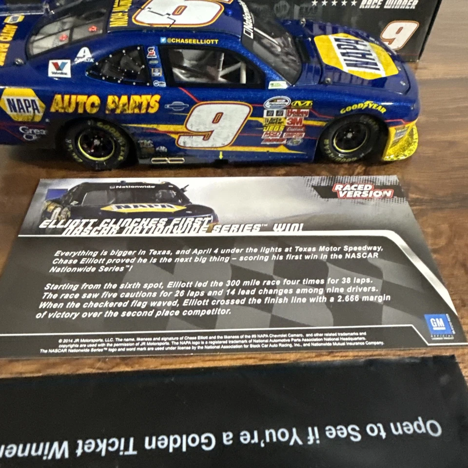 Chase Elliott #9 Napa Texas Win Raced Version 2014 Camaro Nascar Die-Cast 1/24 - Image 3 of 4