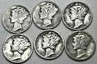 Mercury 10c Silver Dimes Lot of 6 Various Dates And Mint Locations