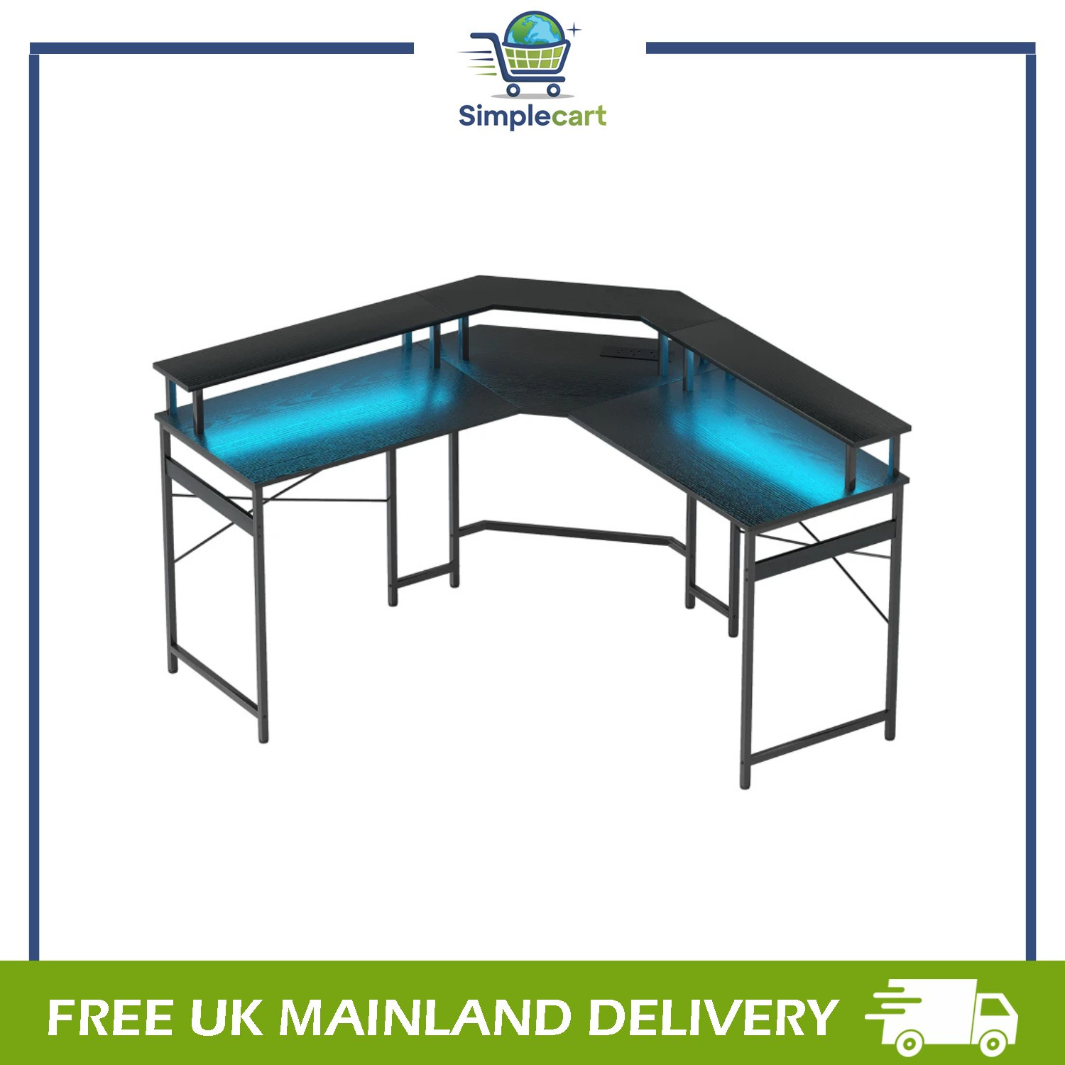 L Shaped Desk Corner Computer Desk with Monitor Stand, Black
