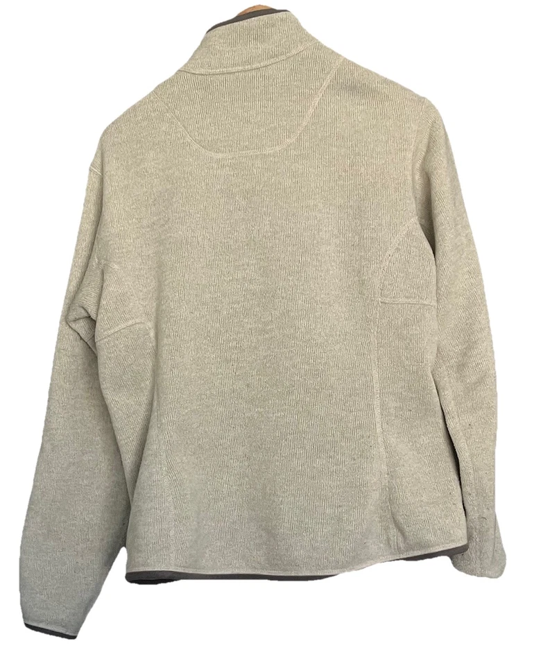 Chaqueta polar Arc'teryx CUBIERTA cremallera completa Polartec crema con ribete gris para mujer GRANDE Foto 3 de 4