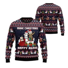 Sloth Llama Christmas Sweater, Funny Unisex Ugly Xmas Pullover