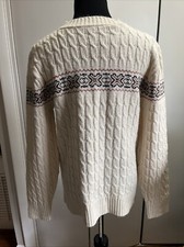 Vintage Lord Jeff Sweater Men's Medium Cable Knit USA Made Fisherman Crew Neck