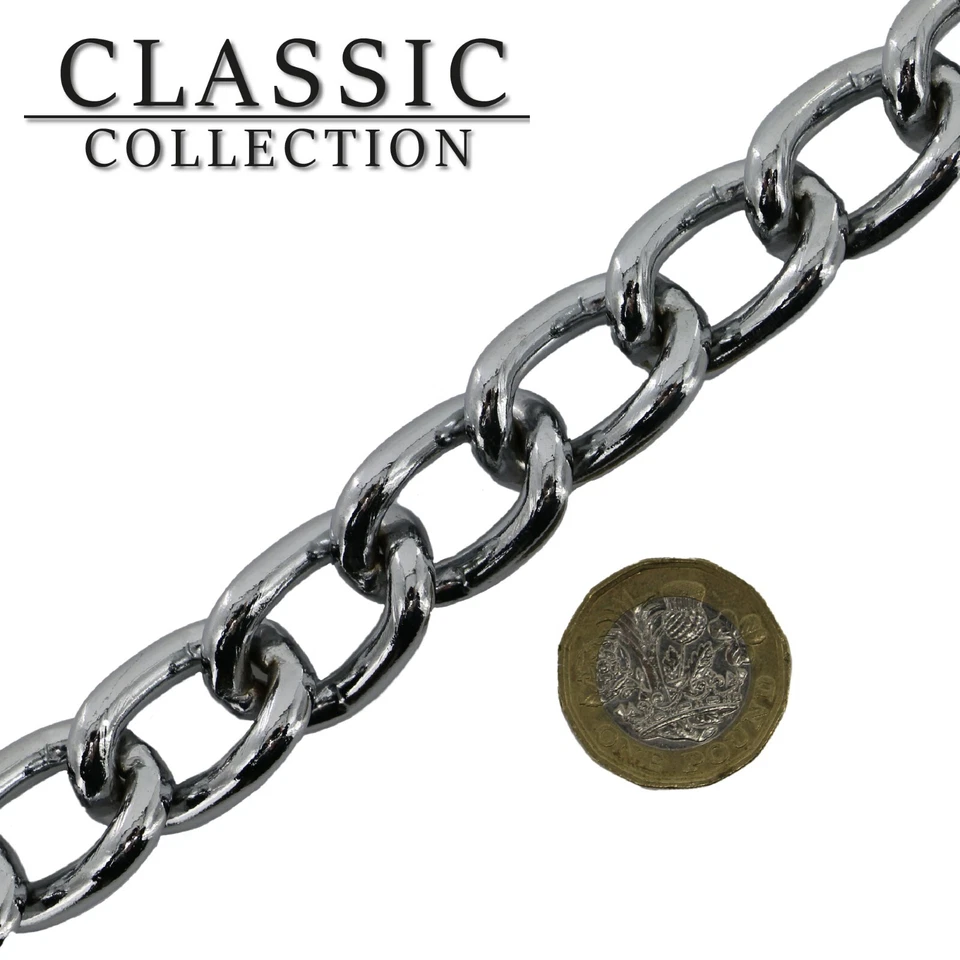 Chain Dog Lead - Brown Tan Leather. Extra Heavy - 50cm (75KG). - Image 3 of 4