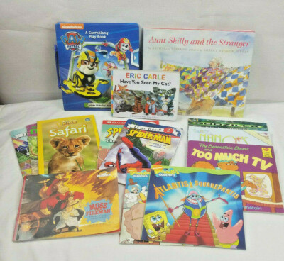 Lot Of 14 Children Kids Books PAW Patrol Spongebob Kids Safari Nickelodeon