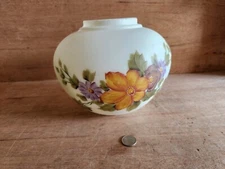 Milk Glass Hurricane Lamp Replacement Globe Flowers Floral 4" Top/Bottom Vintage