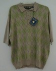 New NAT NAST 50's Style ARGYLE Khaki Green Black 3 Button Pullover 100% Cotton L