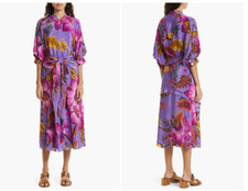 Farm rio FLORAL BALLOON SLEEVE PURPLE SHIRTDRESS  sz S