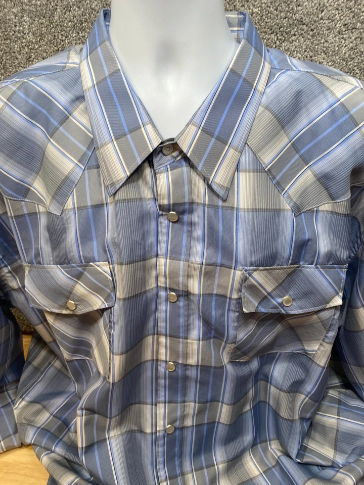 Maximos USA Yucatan Mens 3XL Long Sleeve Western Button Up Shirt Cowboy Plaid - Image 3 of 4