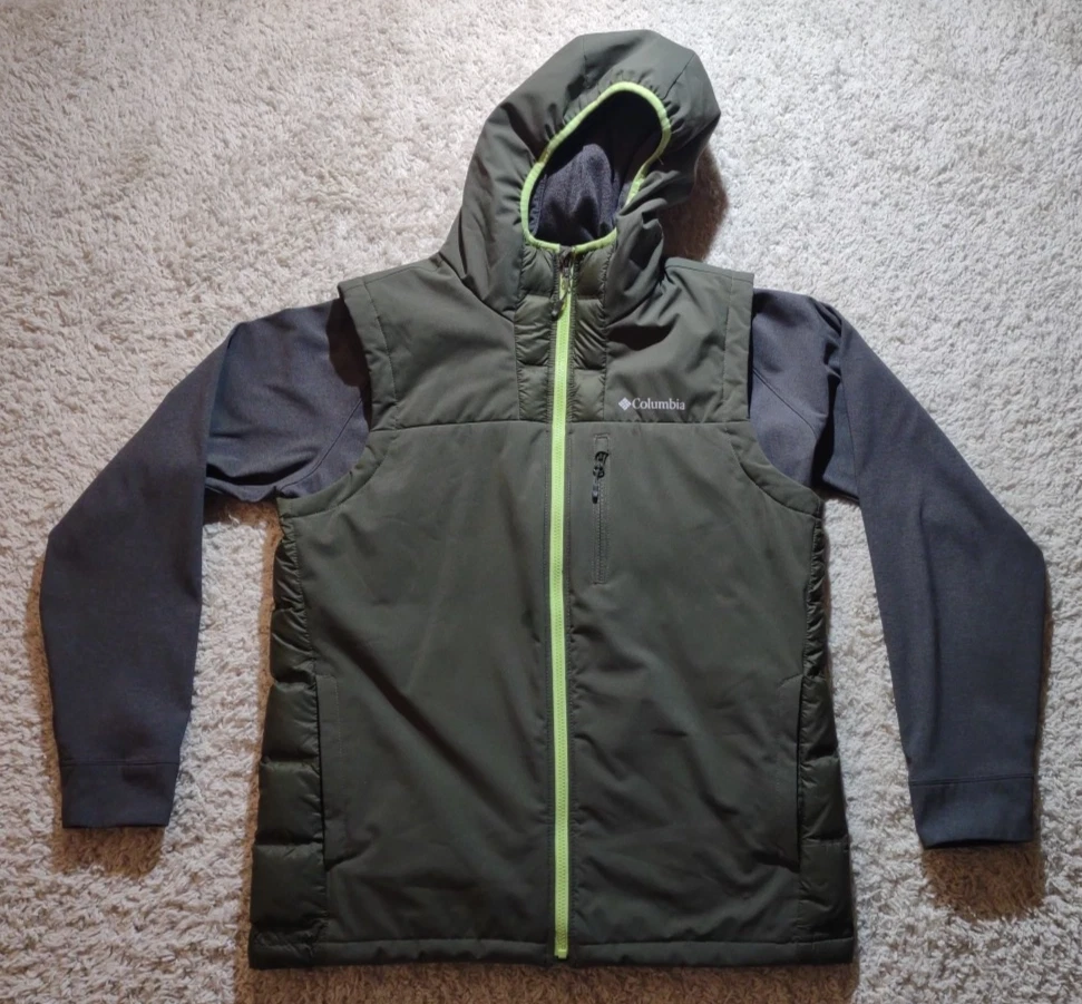 Columbia Mens Large Ramble Heat Seal 3in1 Interchange Down Jacket Vest *Has Flaw