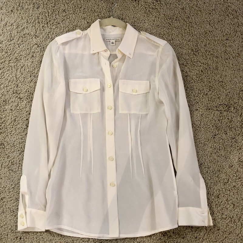 Banana Republic White Button Up Blouse Size 2