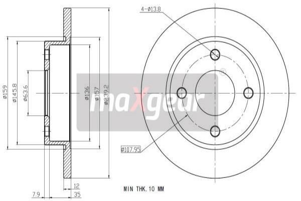 2X Maxgear 19-0718 Bremsscheibe FüR Ford Mazda-image