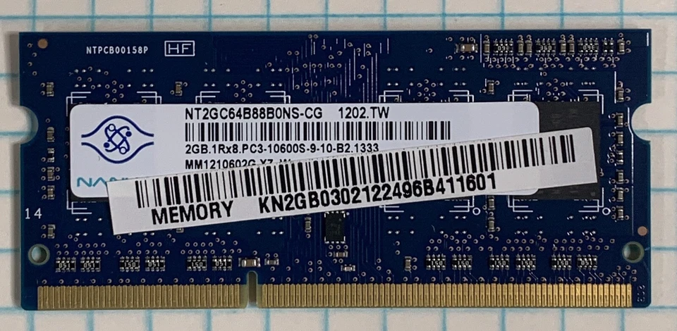 Nanya 4GB (2X2gb) DDR3 Memory SO-DIMM 204pin PC3-10600S 1333MHz SODIMM - Image 2 of 3