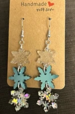 Handmade Sparkly Snowflake Dangle Earrings