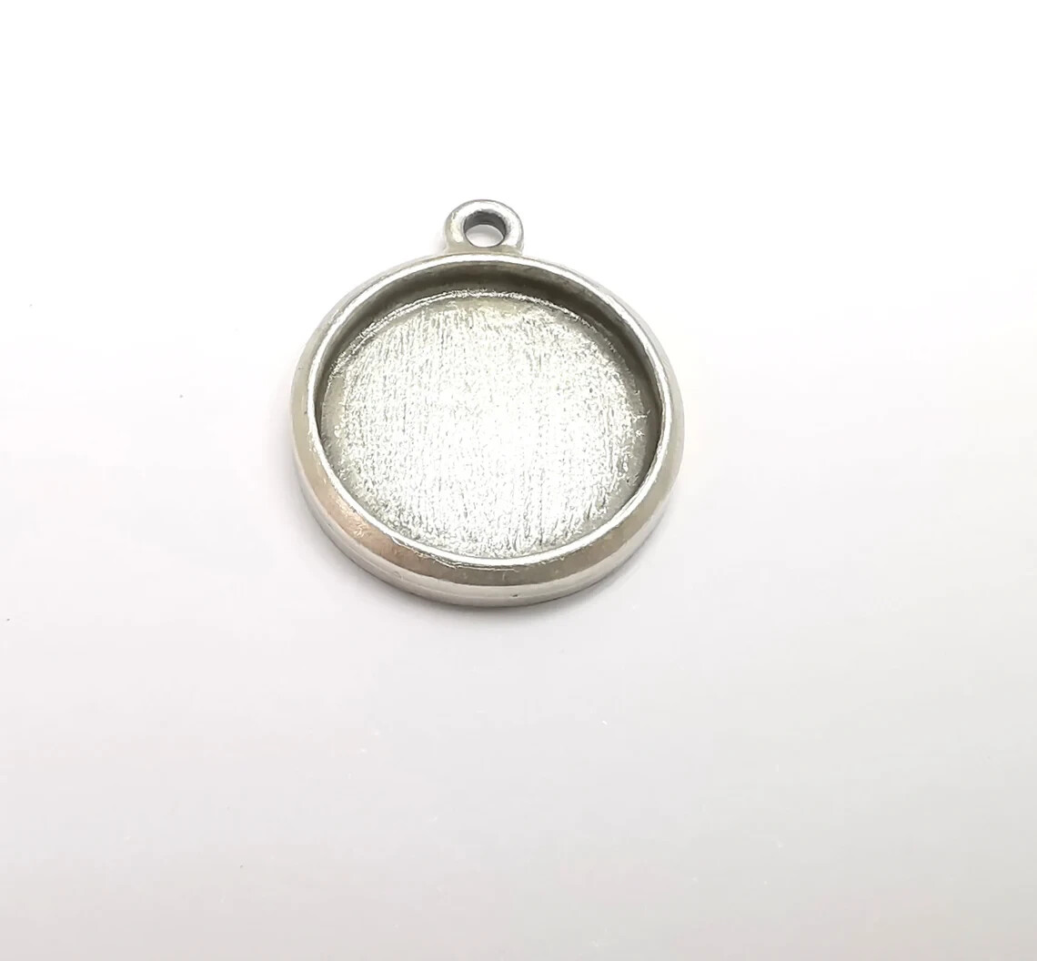 2 Pieces Round Charm Bezel, Resin Blank, inlay Mounting, Mosaic Pendant ...