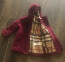 Burberry Girl's  Cherry-Red Wool Duffle Coat Size 2 3 4 Year