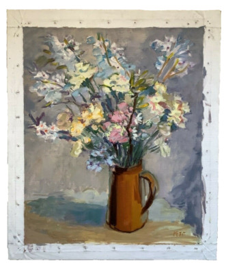 French Post impressionism - Oil on Canvas - Bouquet Wild flowers
