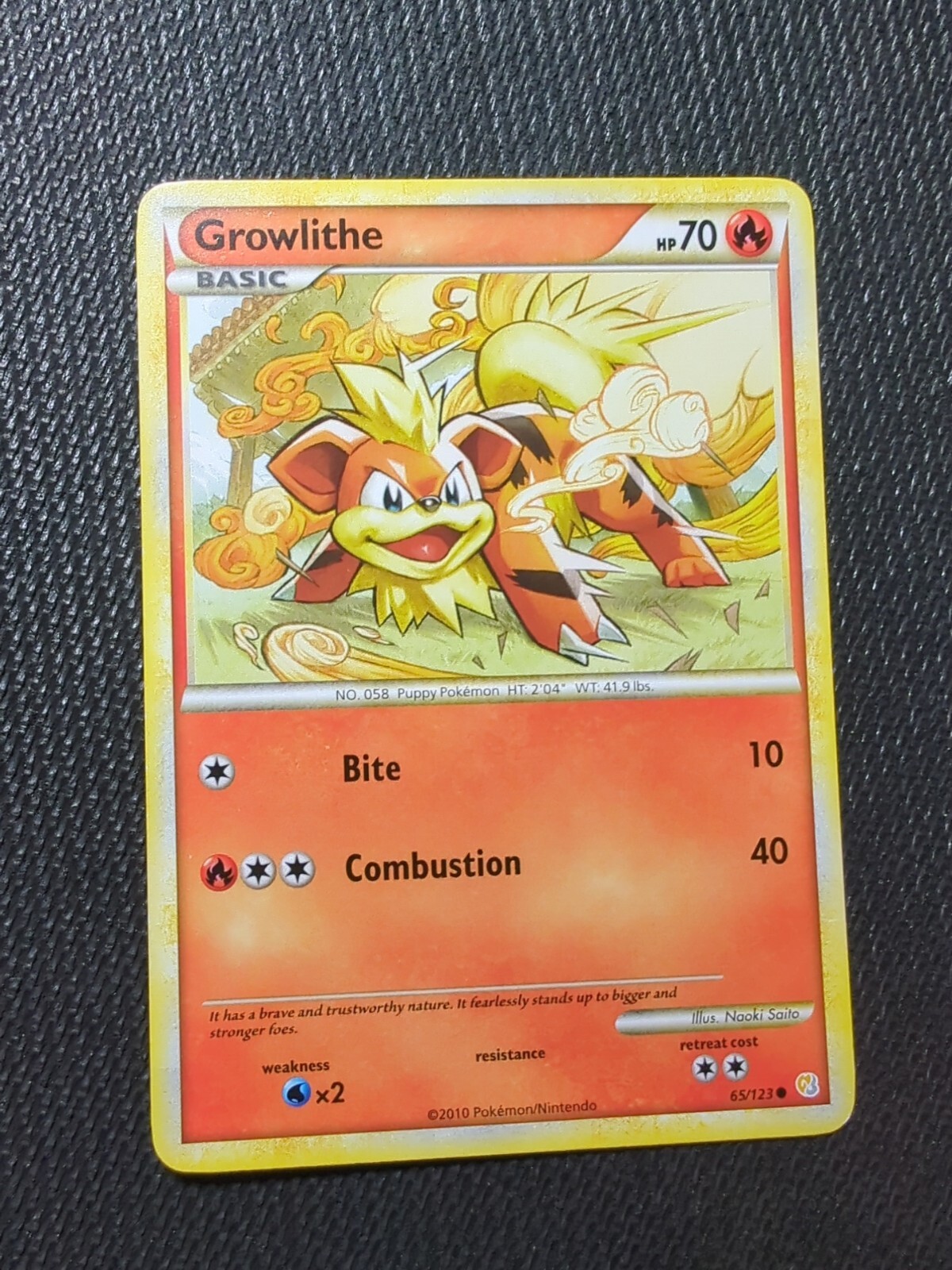 Pokémon TCG Growlithe Heartgold Soulsilver 65/123 Regular Common NM