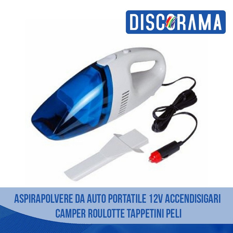 Aspirapolvere da Auto Portatile 12V Accendisigari Camper Roulotte Tappetini Peli - Immagine 1