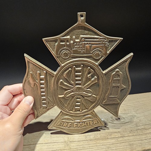Antique Vintage Style Brass Fire Fighter Plaque Fire Mark Sign - Picture 4 of 11