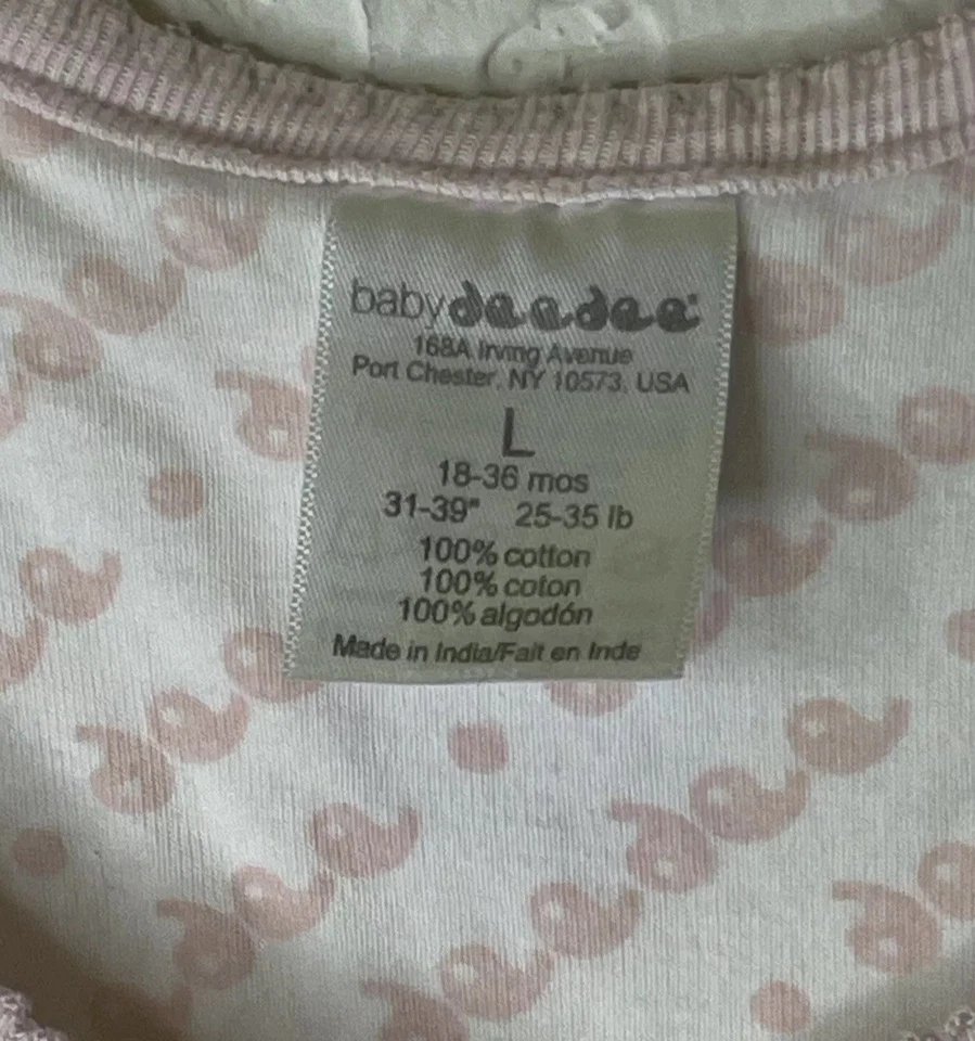 "Saco de dormir Baby Deedee rosa a rayas grande 18-36 meses 31-39"" 25-35 libras sin mangas" Foto 2 de 4