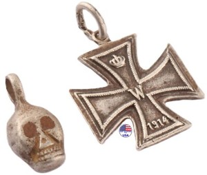 German empire WW1 Iron Cross Pendant WWI Skull badge Germany Knights Templar set