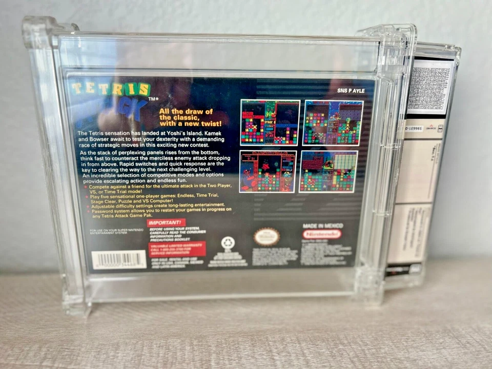 SNES Super Nintendo TETRIS ATTACK -- FDO FOR DISPLAY BOX ONLY -- WATA GRADED 9.6 - Image 3 of 4