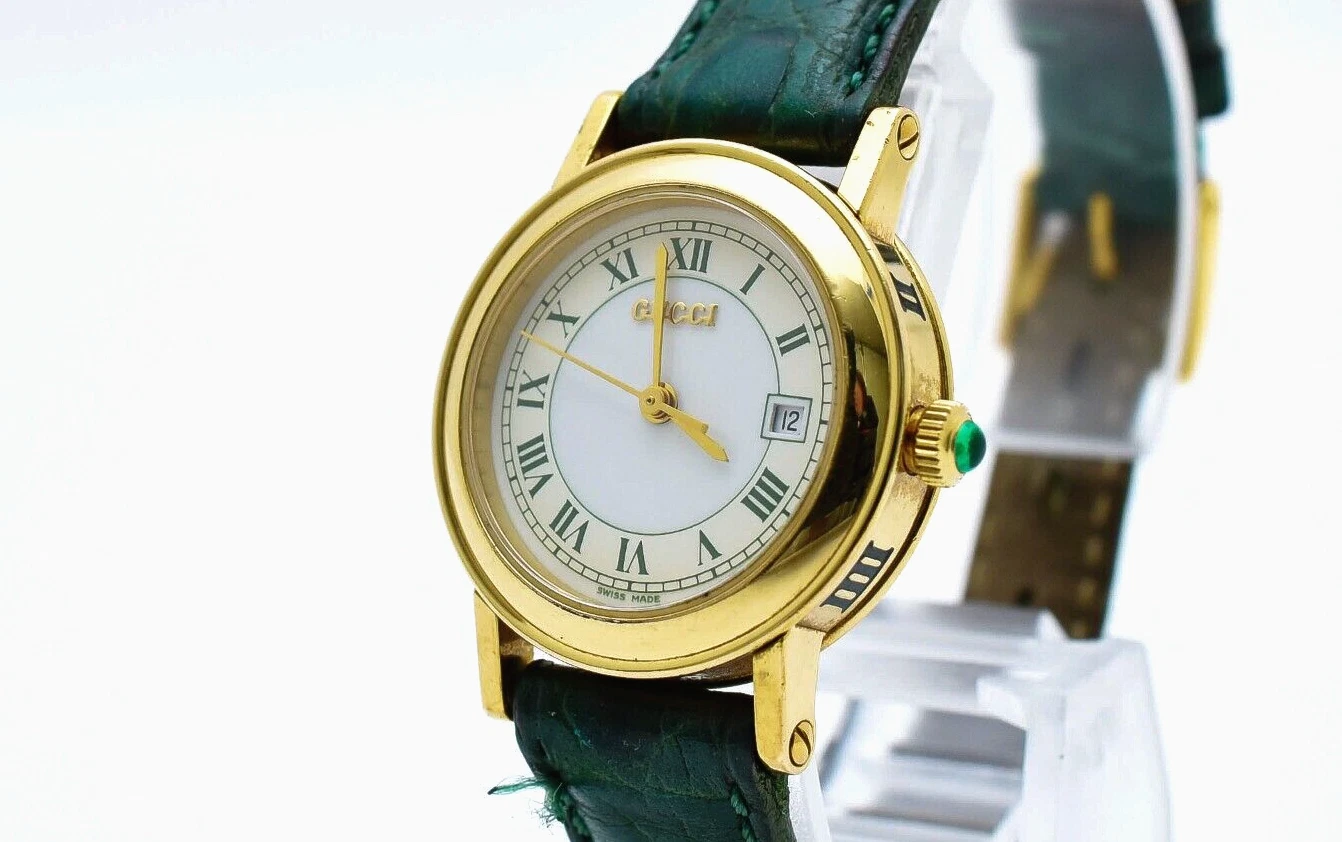 [Presque comme neuve / boîte] Montre à quartz pour femme GUCCI 7200L cadran doré vert du JAPON