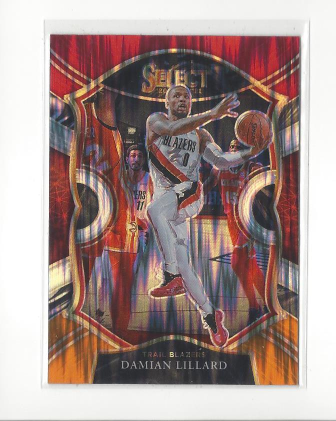2020-21 Select Prizms Red White Orange Flash #24 Damian Lillard Blazers