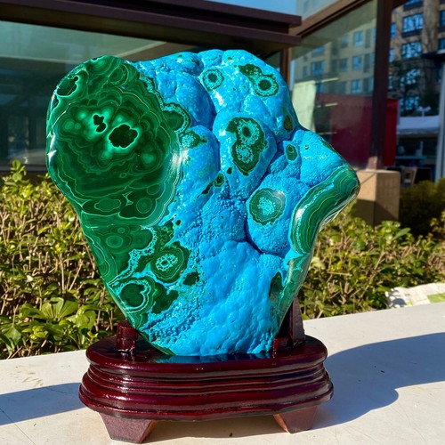 7.56LB Natural Chrysocolla/Malachite transparent cluster rough mineral sample - Picture 8 of 11