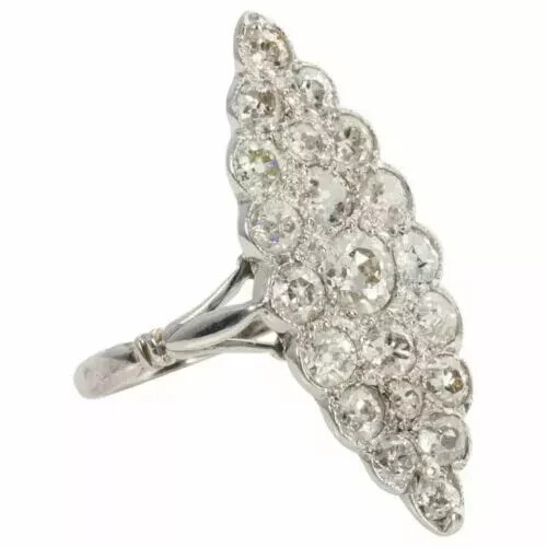 Vintage-Verlobungsring 2 kt rundgeschliffener Moissanit Cluster 14 K Weißgold vergoldet - Bild 6 von 7