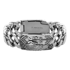 Skull Bracelet Duty Honor Skull ID Tag stainless steel Bracelet 7.8" by controse
