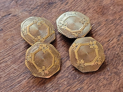 Gemelos octágonos antiguos LEBOLT de oro verde ART DECO - 4,4 g. - Imagen 1 de 9