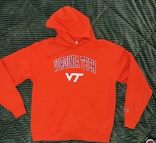 NWOT Virginia Tech Hokies Hoodie Mens Large Orange Champion Hooded Sweatshirt