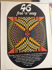 1970  s Classic Hits Songbook 46 Free 'n' Easy Piano Vocal Guitar Very Good Cond