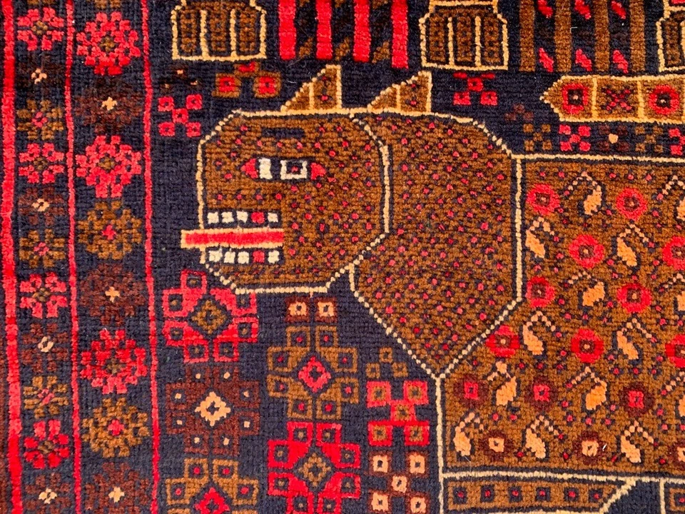 Alfombra tradicional vintage afgana hecha a mano de 3x6 pies para sala de estar Foto 4 de 4