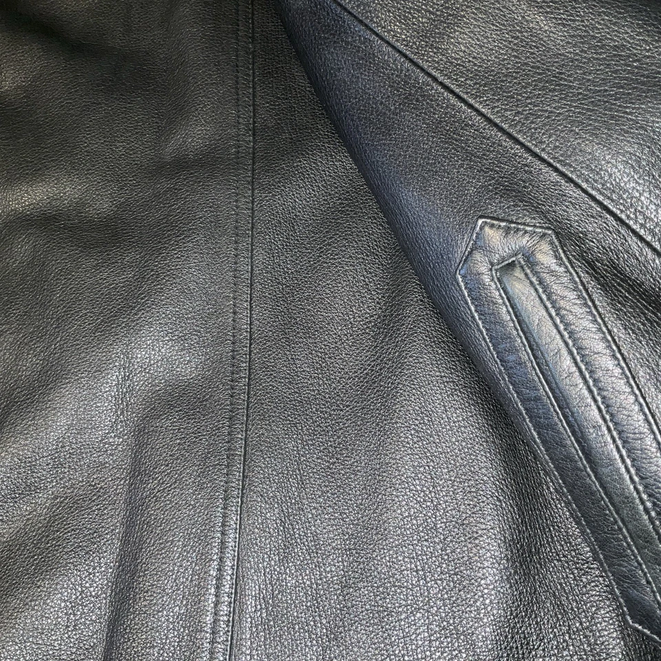 男式正品 Chinchilla 毛皮大衣双面皮革拉链夹克外套 XL 码 — 第 4/4 张图片