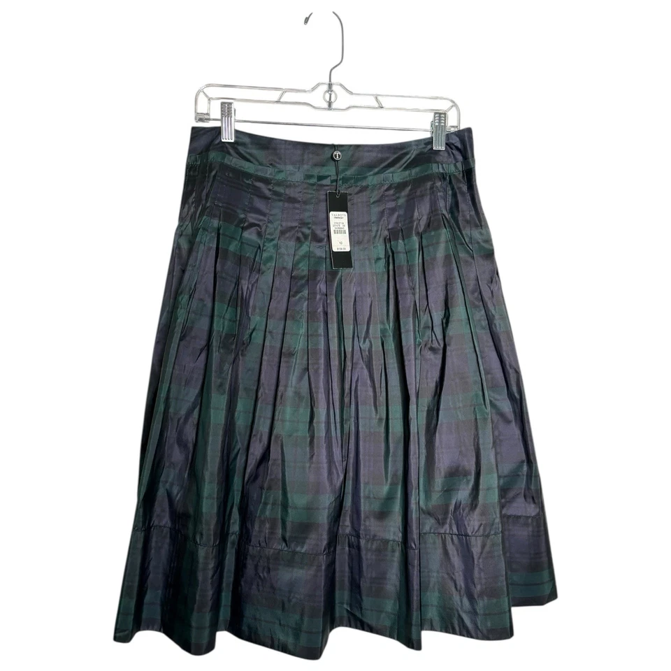 Falda de vacaciones Talbots para mujer talla 10 tartán a cuadros seda plisada elegante nueva con etiquetas Foto 3 de 4