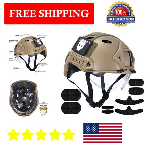 PJ Tactical Multifunctional Helmet with Visor - Protection for Airsoft