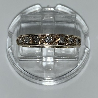Ring 9 kt YW Gold Eternity 8 Steine Reihen. Größe I 1/2 1,6gm + Karton (ALA14.11)